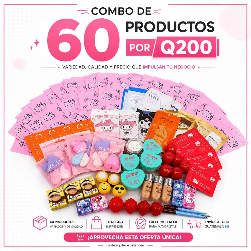 COMBO 60 PRODUCTOS POR Q200 + ENVÍO