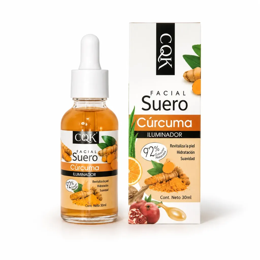 SUERO FACIAL HIDRATANTE ANTIOXIDANTE E ILUMINADOR DE CURCUMA CQK 30ML