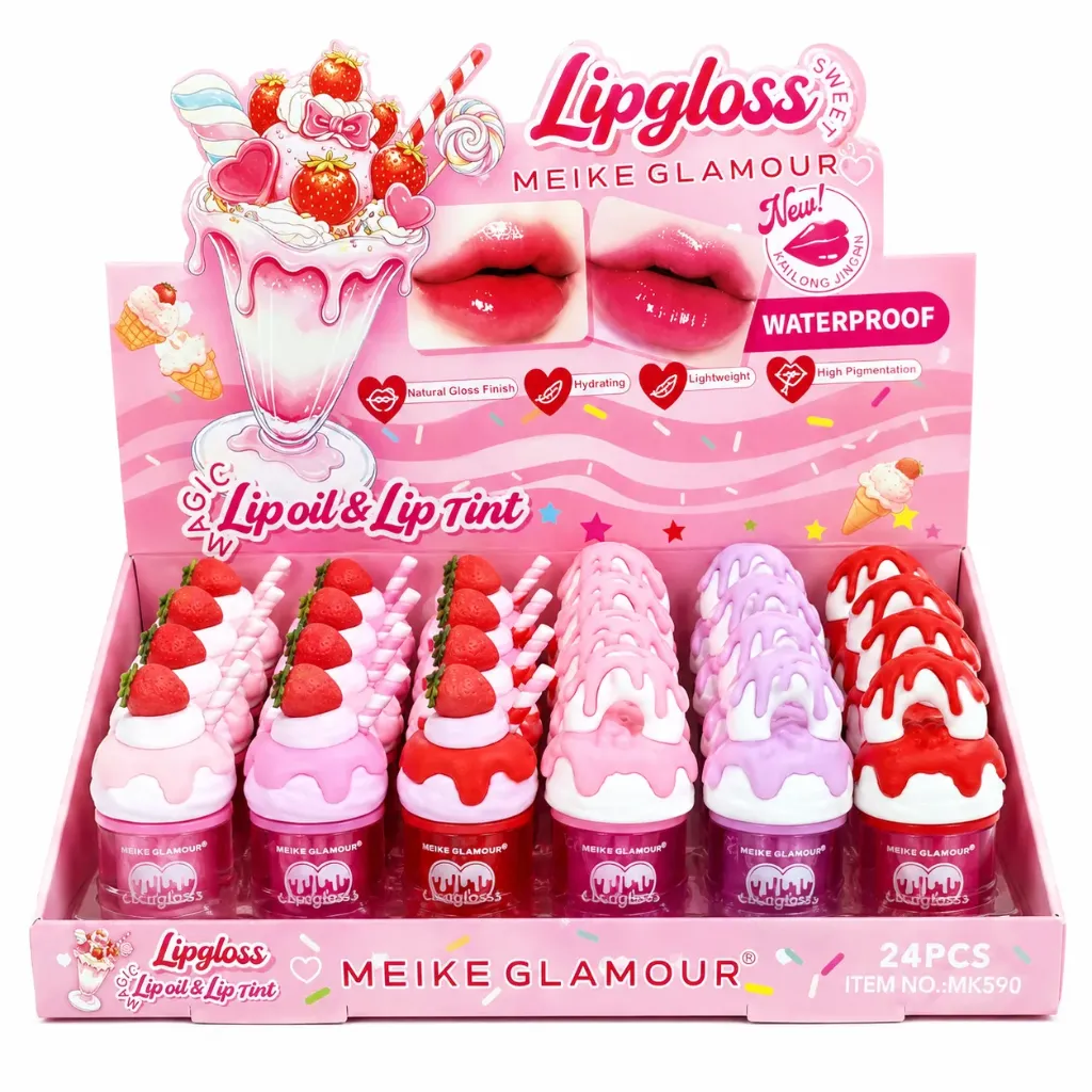 BRIILO LABIAL HIDRATANTE A PRUEBA DE AGUA EN FORMA DE HELADO CUPCAKE MEIKE GLAMOUR
