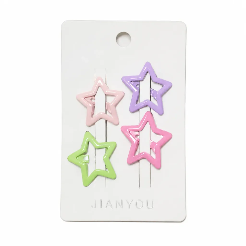 [56586] BLISTER DE GANCHO TIPO HORQUILLA DE ESTRELLA 4PCS COLORES SURTIDOS