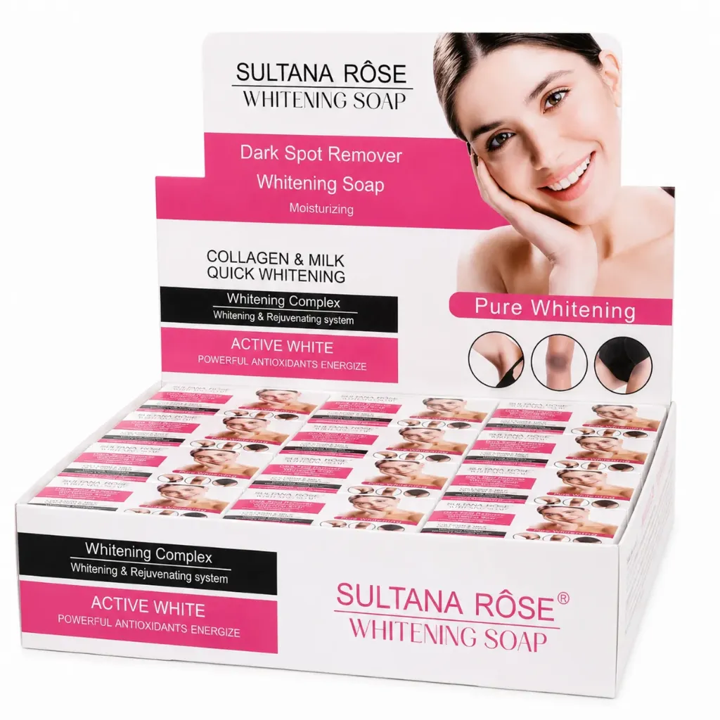 JABON ACLARANTE Y REMOVEDOR DE MANCHAS OSCURAS SULTANA ROSE DE COLAGENO Y LECHE