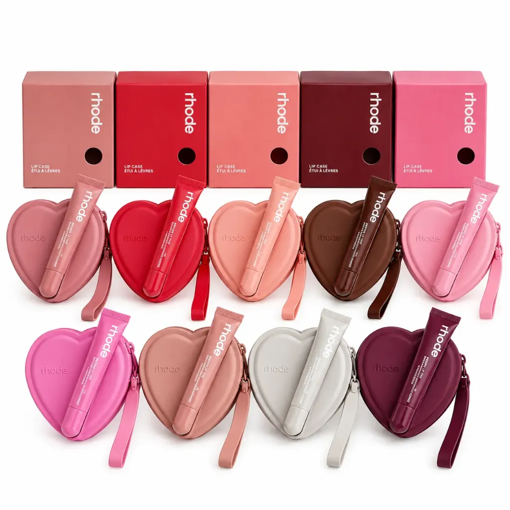 [C3631] MONEDERO DE SILICON EN FORMA DE CORAZON CON GLOSS PARA LABIOS RHODE