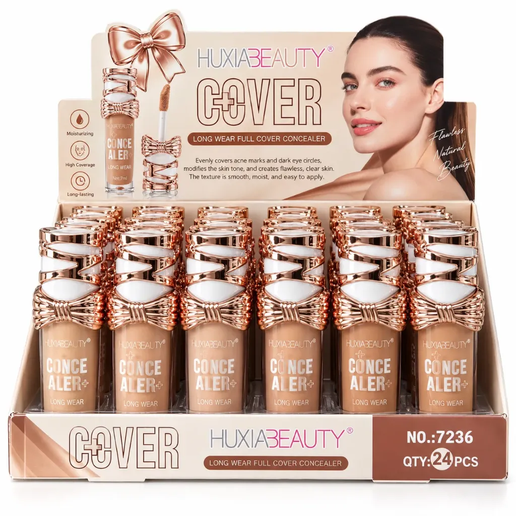 CORRECTOR LIQUIDO HUXIABEAUTY TAPA BLANCA CON MOÑO DORADO