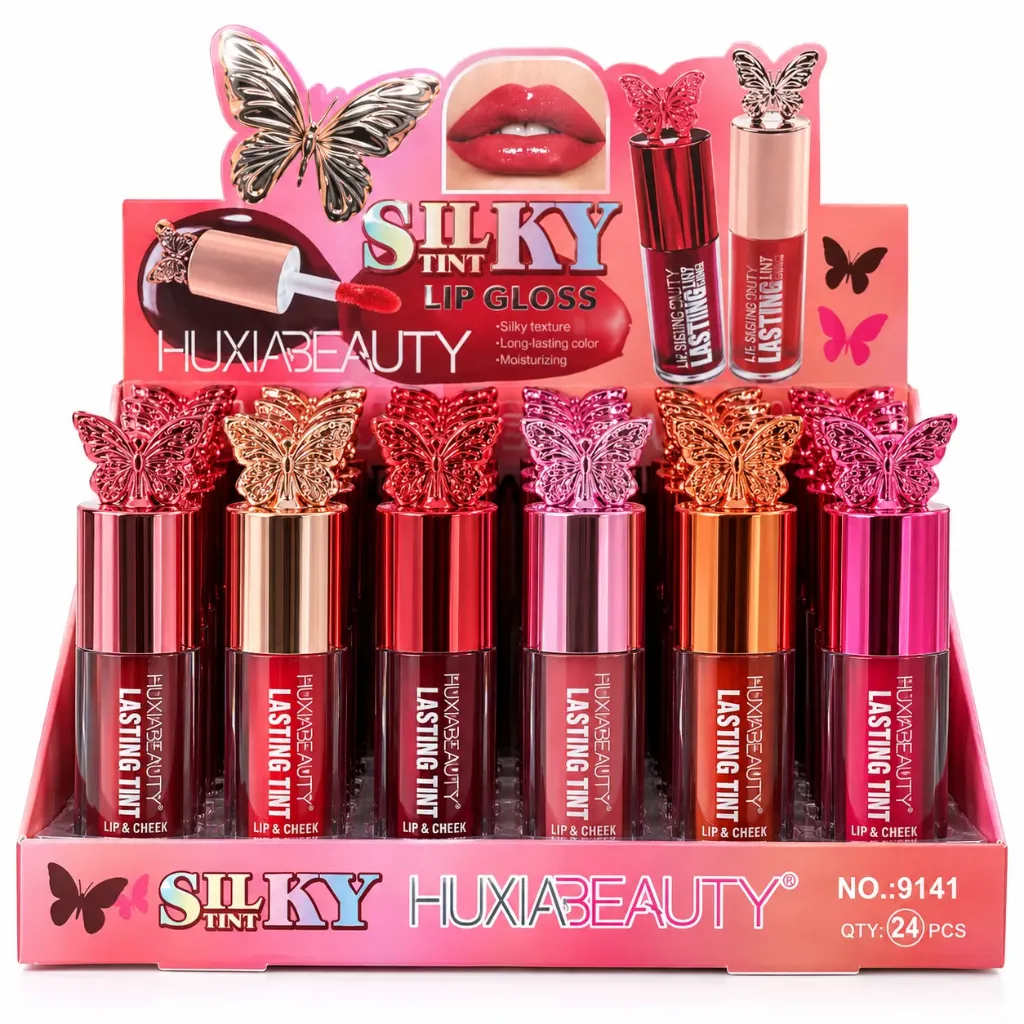TINTA PARA LABIOS Y MEJILLAS HUXIABEAUTY SHINE TAPA DE MARIPOSA