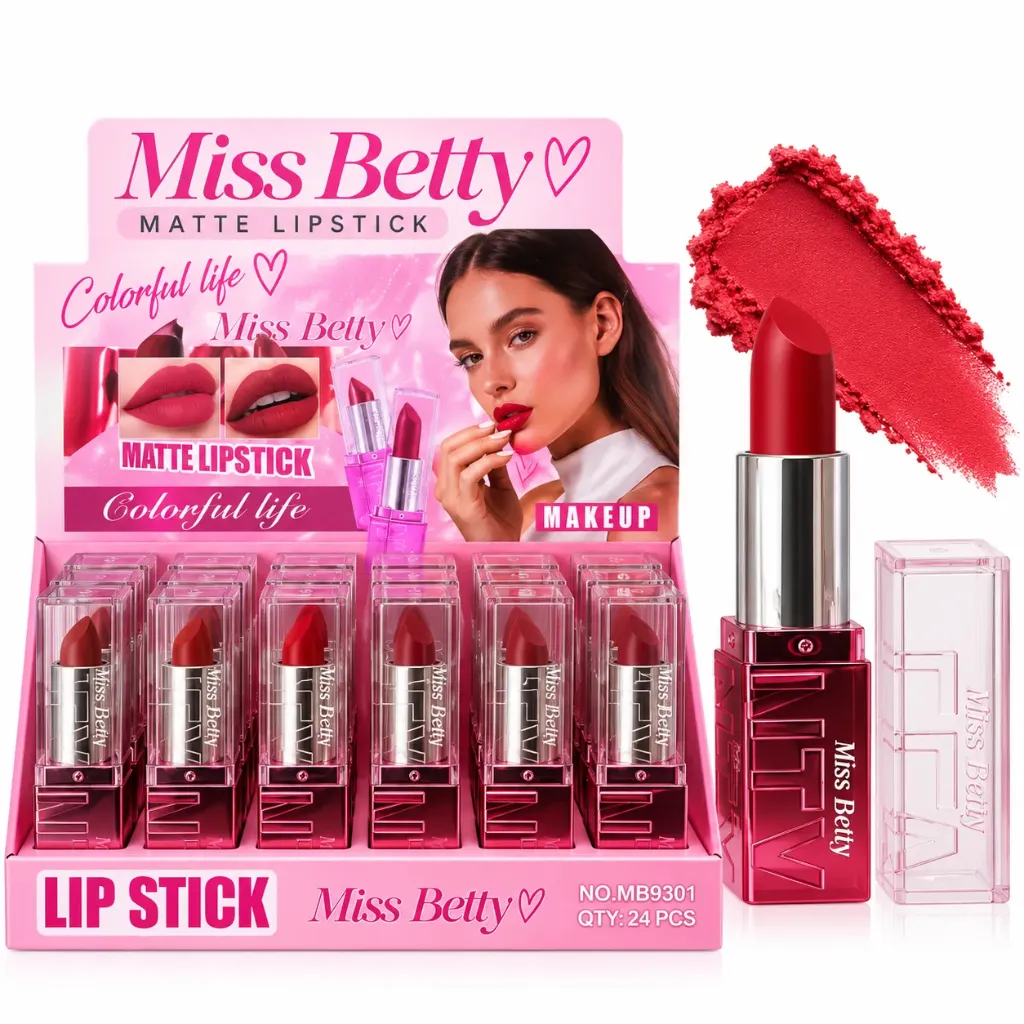 LABIAL CUADRADO EN BARRA CON ACABADO MATTE MIS BETTY RETRACTIL PLATEADO