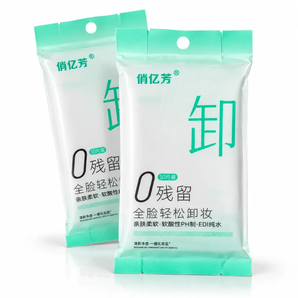 TOALLITAS DESMAQUILLANTES FACIALES  10PCS EMPAQUE BLANCO Y VERDE