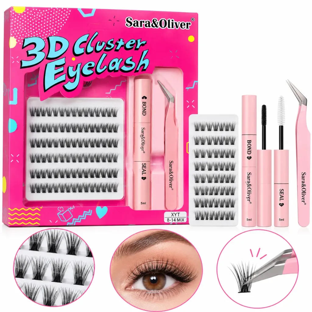 KIT DE EXTENSION DE PESTAÑAS SARA Y OLIVER 3D CON PINZA APLICADORA, SELLADOR Y PEGAMENTO
