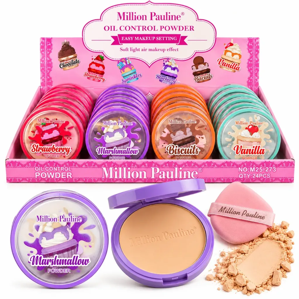 POLVOS COMPACTOS CONTROL GRASA DISEÑOS DE PASTELITO MILLION PAULINE