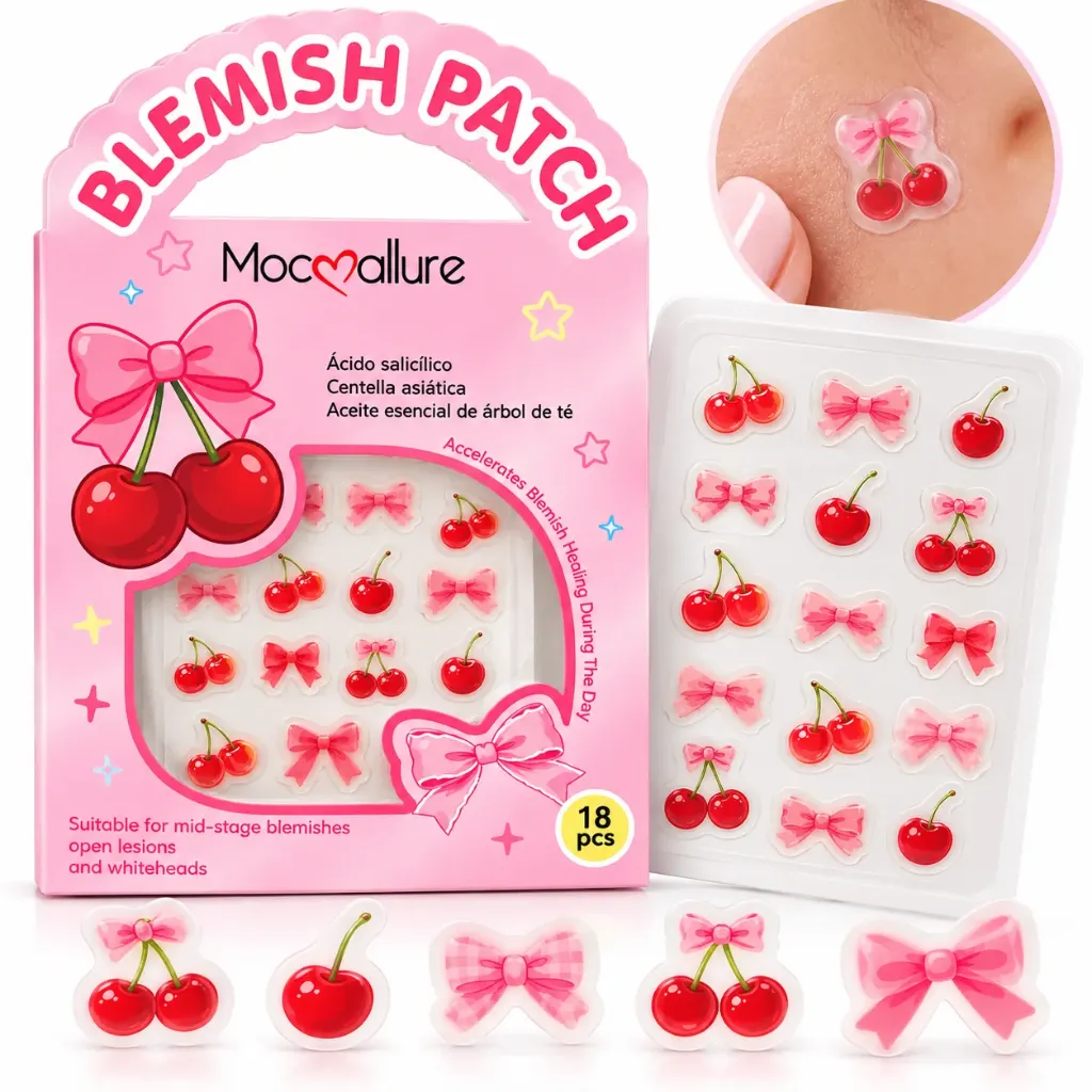 PARCHES PARA ACNE DISEÑO DE CHERRY Y MOÑO 18PCS BLEMISH PATCH MOCALLURE