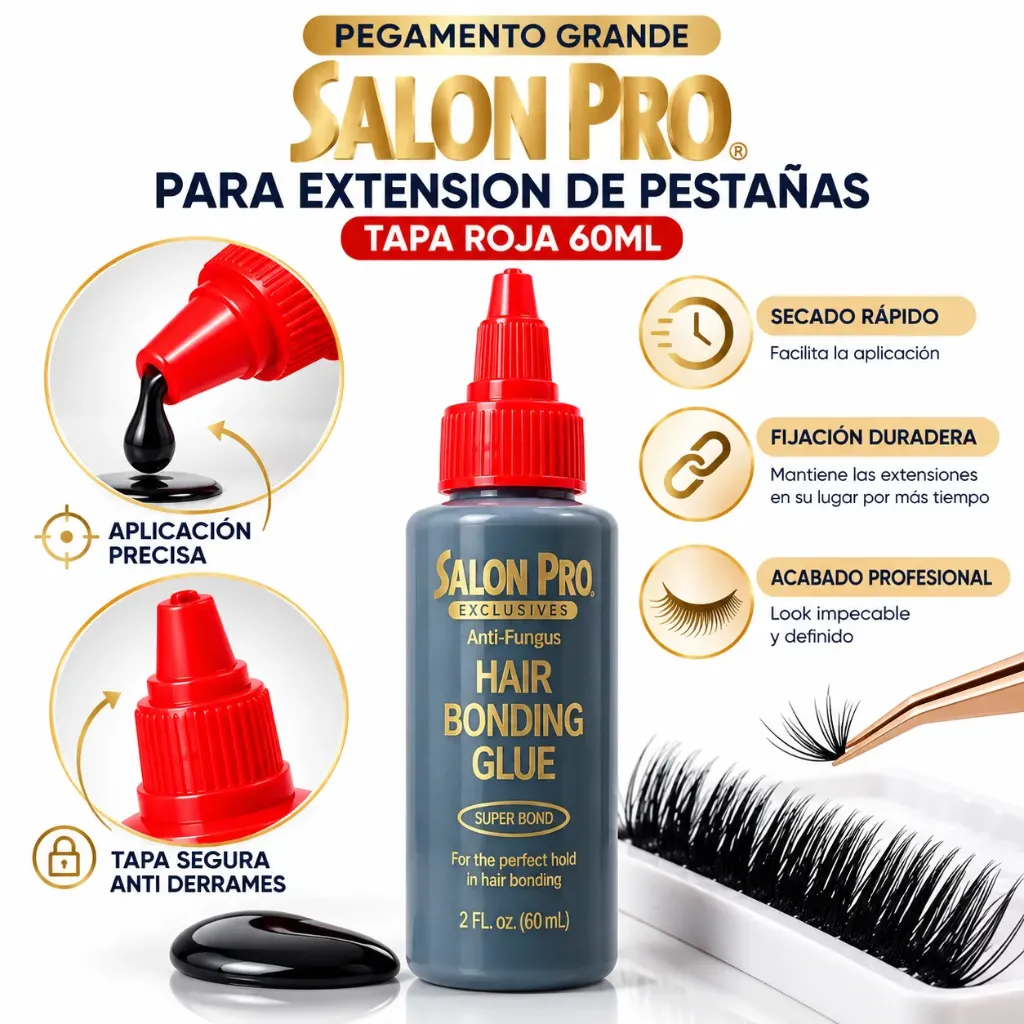 PEGAMENTO GRANDE SALON PRO PARA EXTENSION DE PESTAÑAS TAPA ROJA 60ML