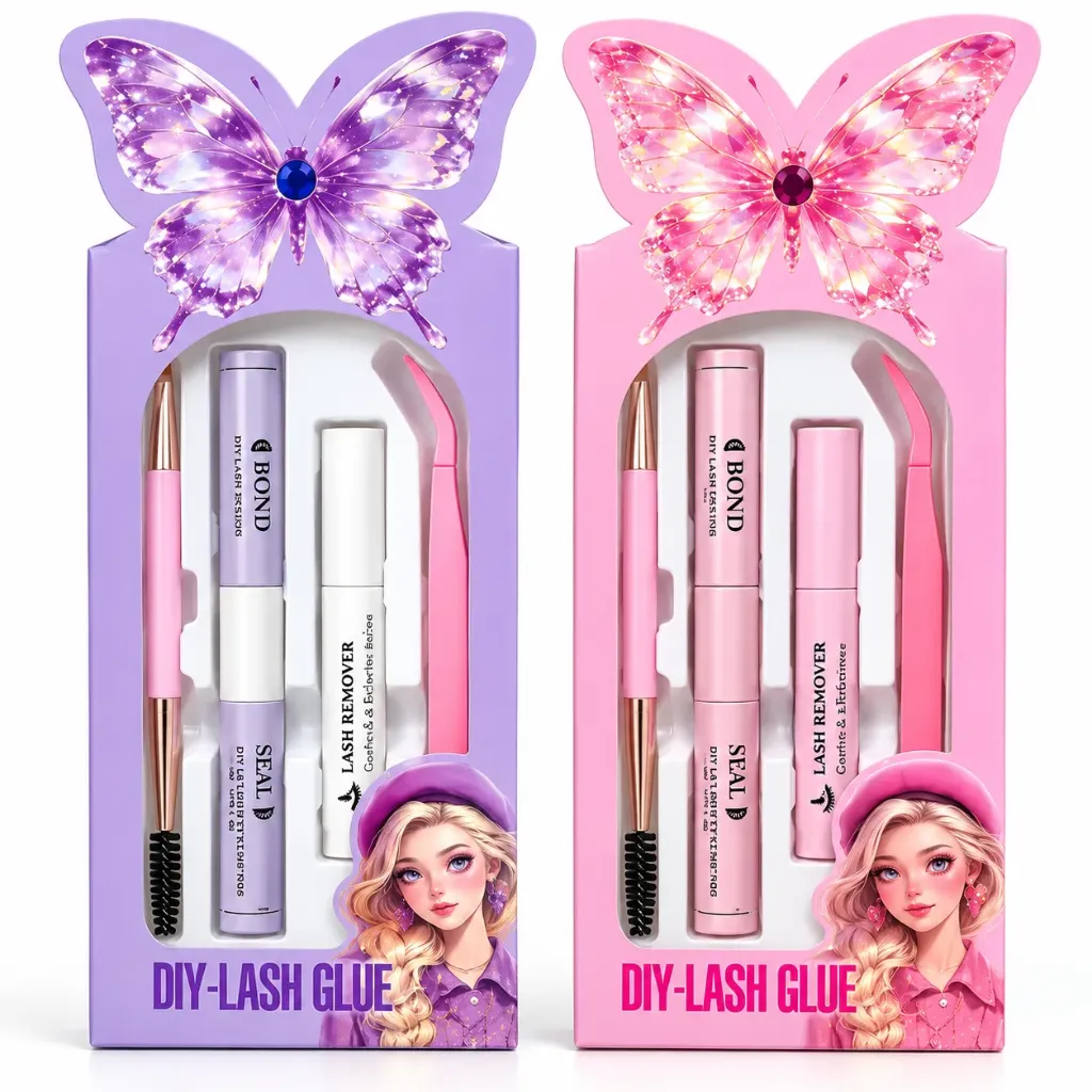 KIT PARA EXTENSIONES DE PESTAÑAS 4 PCS PORTADA DE MARIPOSA DIY LASH GLUE