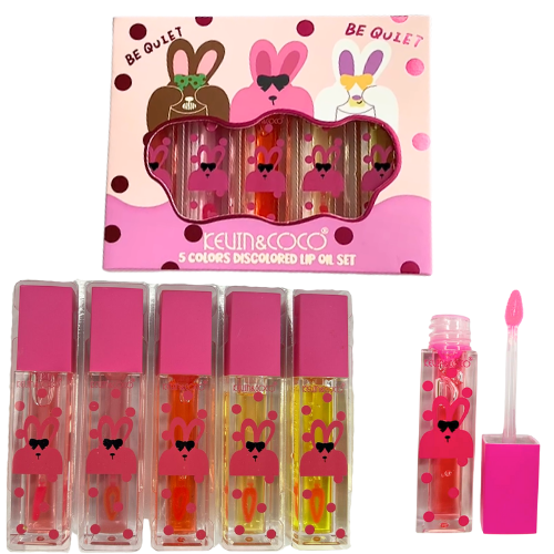 SET DE 5 ACEITES DE LABIOS KEVIN Y COCO
