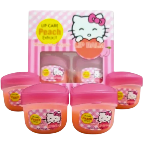 BALSAMO DE LABIOS DE DURAZNO DE HELLO KITTY EN TARRO
