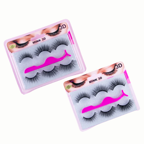 SET DE 3 PARES DE PESTAÑAS CON PINZA 3D MINK