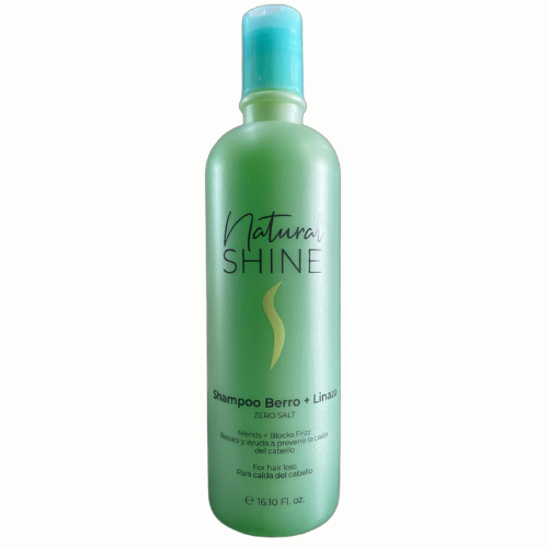 SHAMPOO SIN SAL BERRO Y LINAZA VERDE NATURAL SHINE 16.10 FL