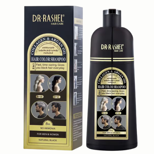 [CADRL1] SHAMPOO CON TINTE NEGRO DR. RASHEL CON COLAGENO Y ACEITE DE ARGAN 400ML