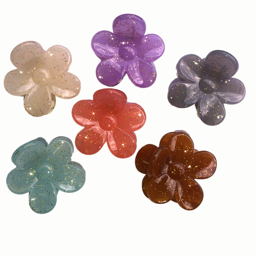 MINI GANCHOS EN FORMA DE FLOR CON BRILLOS