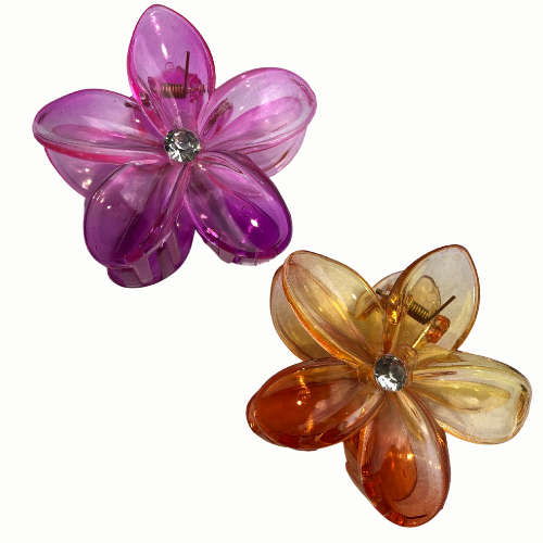 GANCHOS HAWAIANOS TRASLUCIDOS CON PIEDRA EN EL CENTRO