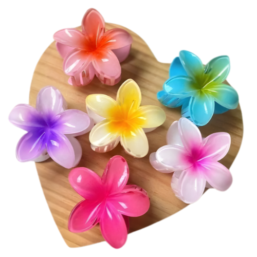 [HAWAIANOSURTIDO] DOCENA DE GANCHOS SURTIDOS DE FLORES HAWAIANAS 