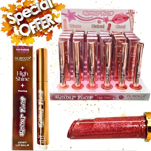[LAL233] BRILLO LABIAL CON DESTELLOS SHIMER PLUMP OLIBOLLA