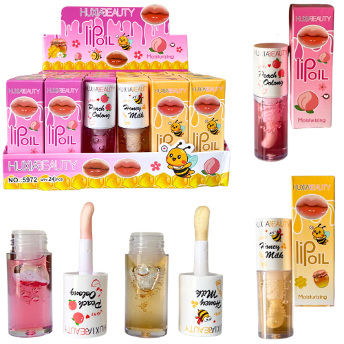 [5972] ACEITE HIDRATANTE PARA LABIOS DE MIEL Y MELOCOTÓN HUXIABEAUTY