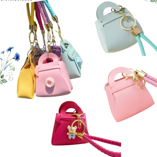 LLAVERO DE BOLSITA CON FIGURAS DE ACRILICO 