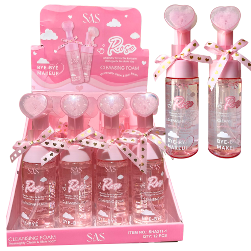 [SHA211-1] ESPUMA LIMPIADORA FACIAL SAS DE ROSAS APLICADOR DE CORAZÓN 