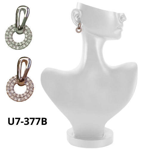 [U7377B] PAR DE ARETES CIRCULARES CON DIAMANTES U7-377B