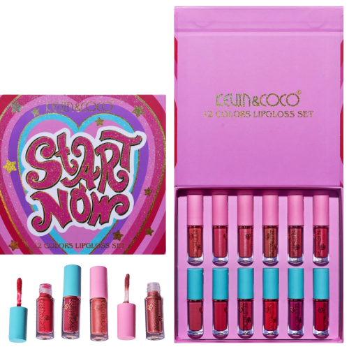 [LAB074] SET DE 12 MINI LABIALES KEVIN Y COCO START NOW